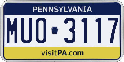 PA license plate MUO3117