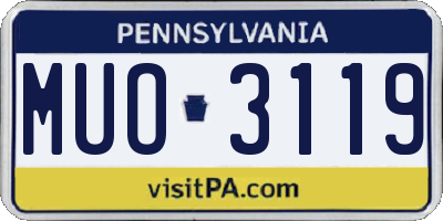 PA license plate MUO3119