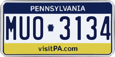 PA license plate MUO3134
