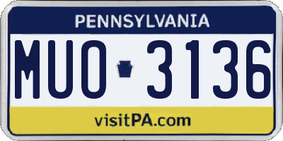 PA license plate MUO3136