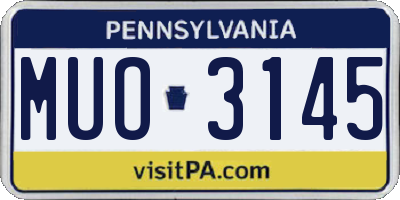 PA license plate MUO3145