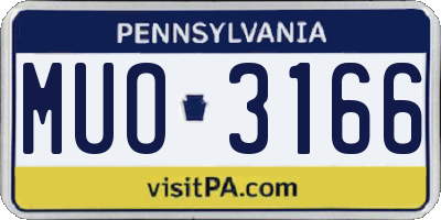 PA license plate MUO3166