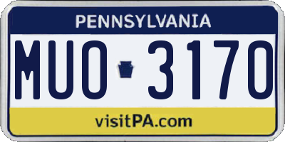 PA license plate MUO3170