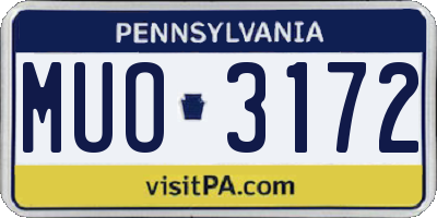 PA license plate MUO3172