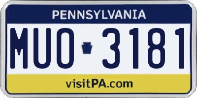 PA license plate MUO3181