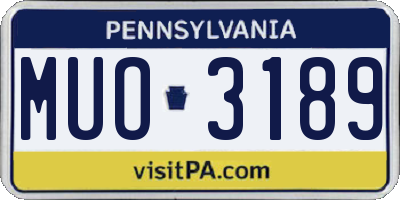 PA license plate MUO3189
