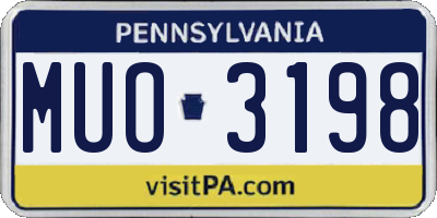 PA license plate MUO3198
