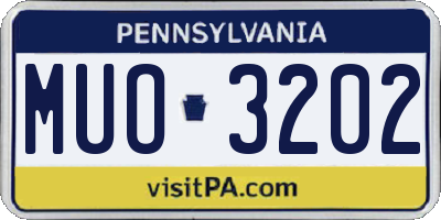PA license plate MUO3202