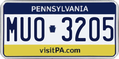 PA license plate MUO3205