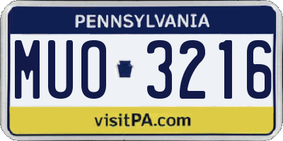 PA license plate MUO3216