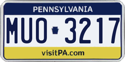 PA license plate MUO3217