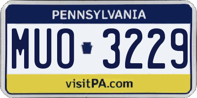 PA license plate MUO3229