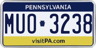 PA license plate MUO3238