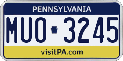 PA license plate MUO3245
