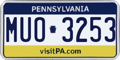 PA license plate MUO3253