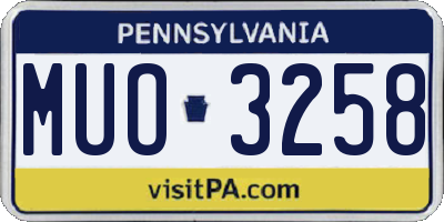 PA license plate MUO3258