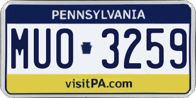 PA license plate MUO3259