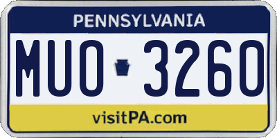 PA license plate MUO3260