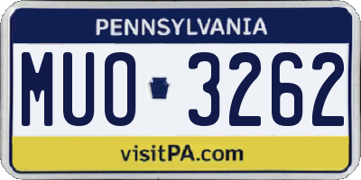 PA license plate MUO3262