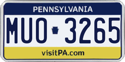 PA license plate MUO3265