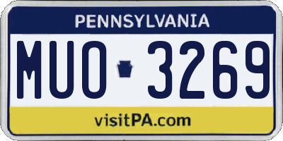 PA license plate MUO3269