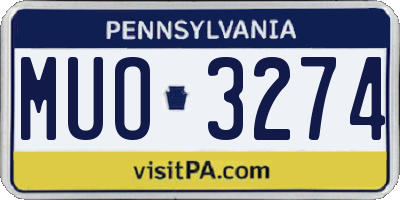 PA license plate MUO3274