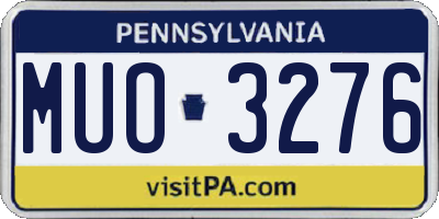 PA license plate MUO3276