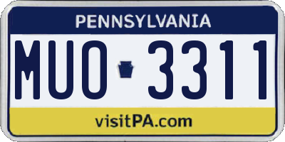 PA license plate MUO3311