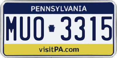 PA license plate MUO3315