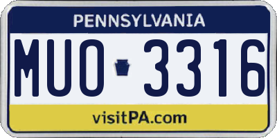 PA license plate MUO3316
