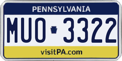 PA license plate MUO3322