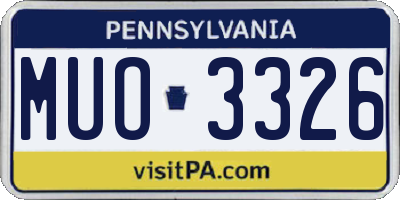 PA license plate MUO3326