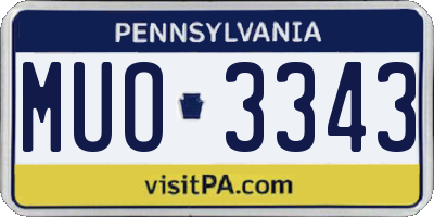 PA license plate MUO3343