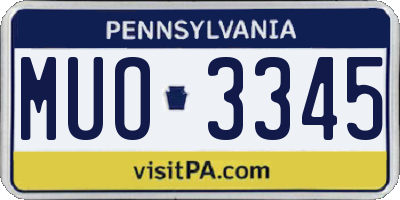 PA license plate MUO3345