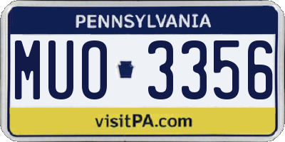 PA license plate MUO3356
