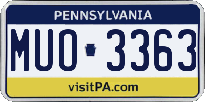 PA license plate MUO3363