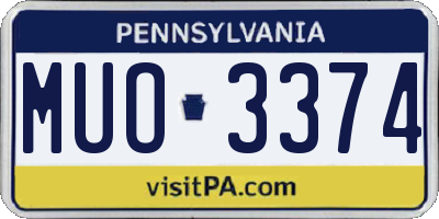 PA license plate MUO3374