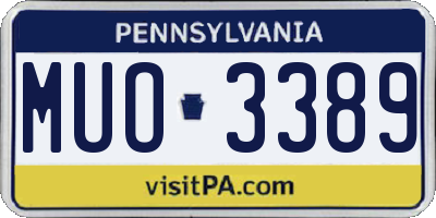 PA license plate MUO3389