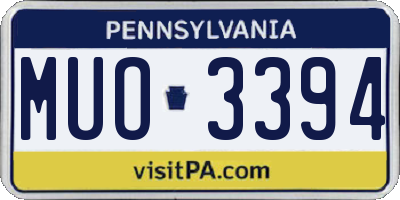 PA license plate MUO3394
