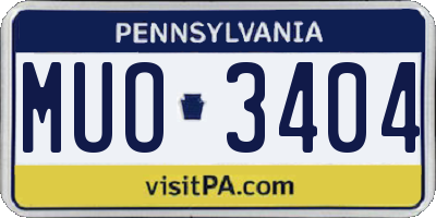 PA license plate MUO3404