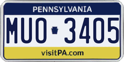 PA license plate MUO3405