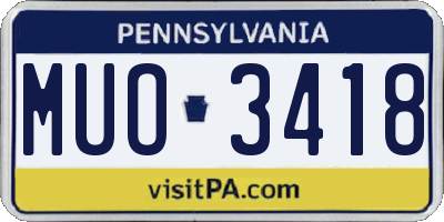 PA license plate MUO3418