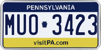 PA license plate MUO3423