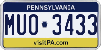 PA license plate MUO3433