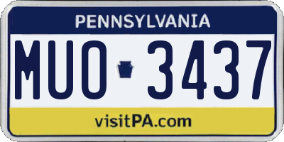 PA license plate MUO3437