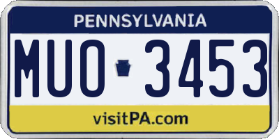 PA license plate MUO3453