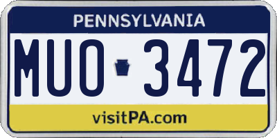 PA license plate MUO3472
