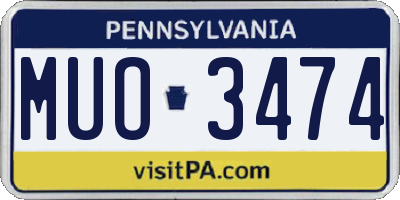PA license plate MUO3474