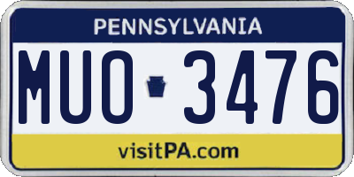 PA license plate MUO3476