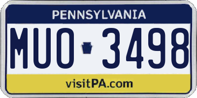 PA license plate MUO3498